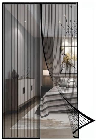 Insektenschutz balkontür, Fliegen Gitter terassentür, Fliegengitter Magnet Fliegengitter Tür Insektenschutz ist Ideal für die Balkontür Terrassentür, Schwarz/160x200cm