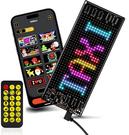 JDVOOTD Led Laufschrift Programmierbar, 17x7cm Led Anzeigetafel, Scrollendes LED Schild, flexibles LED-Panel Unterstützung Text, Animationen und Clock
