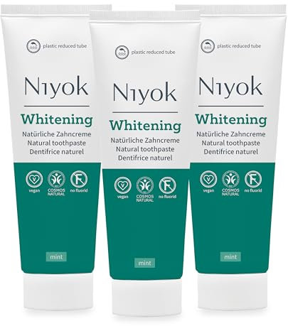 Niyok® Whitening Zahnpasta Mint (3x75ml) • Remineralisierende Zahnpasta für weiße Zähne • Natürliche Pflege & Frische • Plastikreduzierte Tube • Ohne Fluorid & Vegan