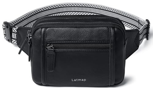 LATMAP 3L Bauchtasche Damen, Sling Bag Bumbags for Ladies Kleine PU Leder Fanny Pack Brusttasche Diebstahlsicher