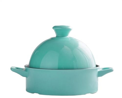 LVYUDS Céramique Tajine Compatible avec Gaz Poêle 1,3 Litre en Forme de Cône Couvercle Tajine Marocain Spécial Casserole pour Riz en Pot Pierre Pot Bibimbap Ragoût(Color:Bleu)