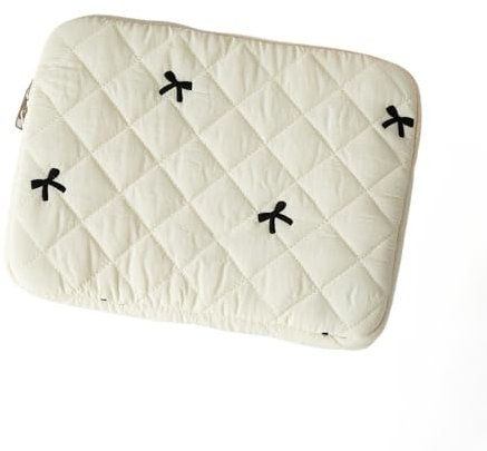 Y2K Laptoptasche mit niedlicher Fliege, geschwollene Laptoptasche, Coquette, Tablet-Futter, 33 cm (13 Zoll), weiß)