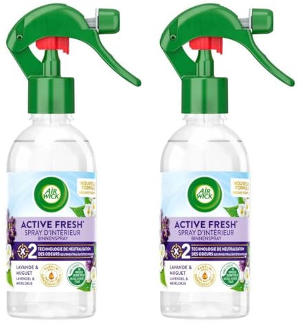 Air Wick Spray Neutralisateur d'Odeurs aux Huiles Essentielles Lavande & Muguet - Lot de 2 x 237 ml