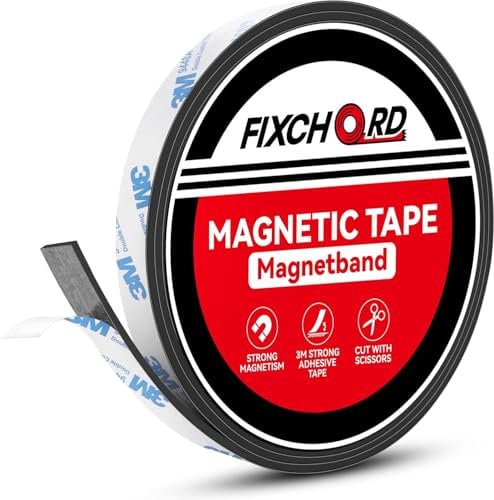 FIXCHORD Nastro Magnetico Autoadesivo, Banda Magnetica, Banda Magnetica Adesiva, Striscia Calamita per zanzariera, fai da te, tende da finestra, striscia magnetica (1.2m*15mm)