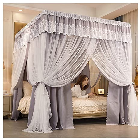 Copriletto Zanzariera Zanzariera per letti da 1,8 m Baldacchino oscurante antivento Crea privacy Tenda da letto universale per tutte le stagioni (Stile colore)