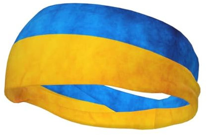 Sport-Stirnband mit ukrainischer Flagge, Schweißband für Yoga, Radfahren, Basketball und Fitness-Workouts