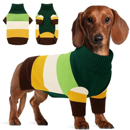 AOFITEE Small Dog Sweaters, Warm Dog Sweater for Small Dogs Girls Boys, Turtleneck Pullover Puppy Sweater, Dog Sweatshirt for Fall Winter, Stretchy Sweaters for Dogs Yorkie, Chihuahua, Teacup (GreenS)