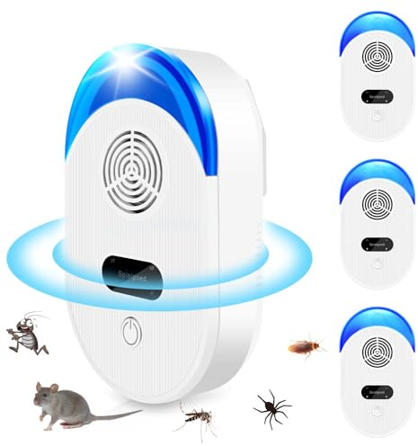 DOBWGXZ 4 Pack Ultrasonic Pest Repeller, Mice Repellent, Insect Repellent Plug In, Effective Indoor Pest Control for Mouse, Spider, Cockroach,Fly Etc, Safe for Humans and Pets (Ocean Blue)
