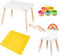 roba x Play-Doh Kreatives Sitzgruppen-Set - Spielset aus FSC-zertifiziertem Holz mit 6 Knetdosen, 3 Holzwerkzeugen, großer 3D-Kreativmatte & Tisch-Stuhl-Kombination - Ideales Geschenk ab 3 Jahren
