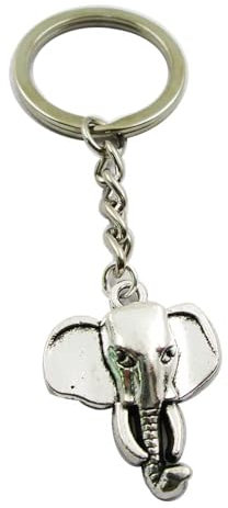 weilove Porte-clés éléphant en argent ancien, breloque éléphant, porte-clés animal, porte-clés personnalisé, Argent vieilli., 25x21mm