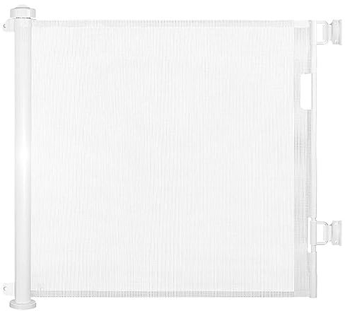 DTREEL Treppenschutzgitter Ausziehbare Für Babys, 0-300 cm, 86 cm Hoch Baby Absperrgitter Treppenschutzrollo, Einhändig Bedienbar, Geeignet Für Treppen/Türen/Innen & Außen(White)