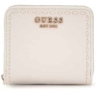Guess - Famiglia:Nastra Slots per carte di credito. Scomparto principale con tasca porta monete interna con bottone. Scritta logo frontale. Misure 11x9x2 cm. Bianco BIANCO TU OFF