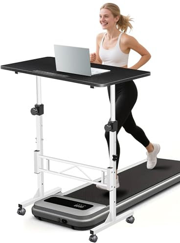 RayLove Small Standing Desk Adjustable Height, Mobile Stand Up Desk with Wheels, 32 Inch Portable Laptop Desks, Standing Table for Home Office Desks