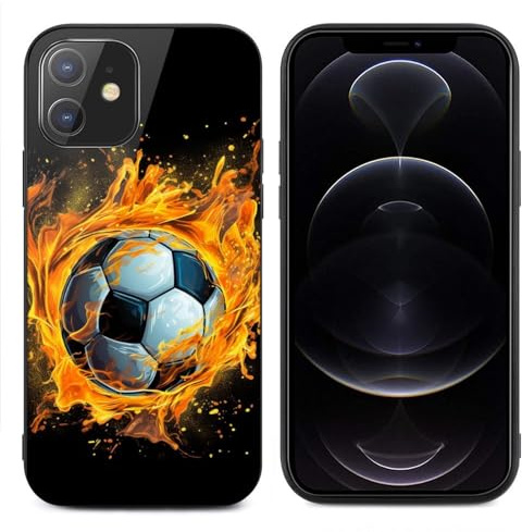 CRIVOTA For iPhone 12 Mini Case - All-new Football Design, Glass Back + TPU Inner Shell, Extreme Slimness, Military-Grade Dual Protection, Bare-Hand Feel, Cell Phone Cases for Men Women