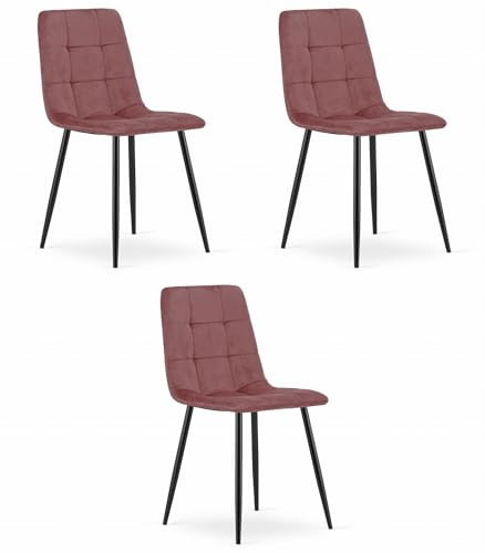Best For Home Esszimmerstühle | Küchenstühle erhältlich in | Set 3 | Wohnzimmerstühle in | Rosa | Ergonomische und komfortable Stühle | Esszimmerstühle 87 x 45 cm