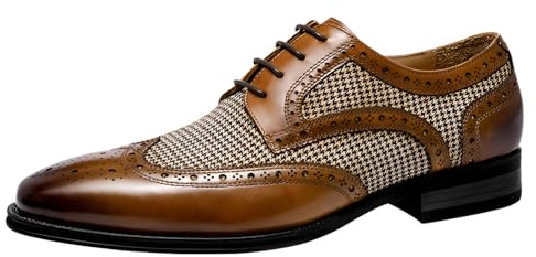 ANUFER Hombre Guapo Bloque de Color Zapatos de Vestir con Cordones Piel Sintética Brogues