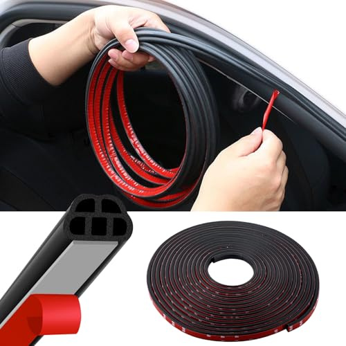 32.8FT 10M Car Door Seal Rubber Weatherstrip Strip (10M/32.8Ft) | Extra Thick 5-Hole B-Shape Anti-Collision Protector, Waterproof Wind Noise Reduction, Fits Most Vehicles