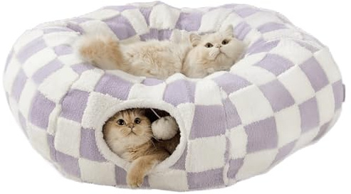 ERNAN Katzenspielzeug Katzentunnel.Faltbarer Katzen Tunnel, Bunny Tunnel,Spieltunnel & Krabbeltunnel für Kätzchen, Welpen, Kaninchen, kleine Hunde (Purple)