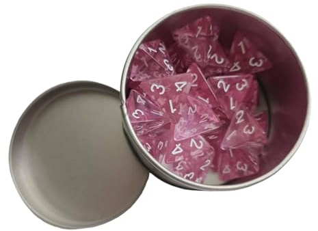 Yunhgft 25 Stück Polyhedral Würfel Acryl D4 Mehrseitige Würfel Set Tragbar mit Aufbewahrungsbox Und Weißen Ziffern für Gesellschaftsspiele Rollenspiele, Rosa