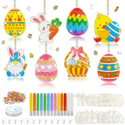 Easter Crafts Kleine Ostergeschenke Kinder,342 Stück Ostereier zum Bemalen Ostern Basteln Kinder Ostergeschenke Fensterbilder Ostern Easter Decorations Osterdekorationen