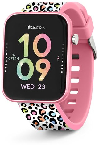 Tikkers Kids Series 13 Leopard Smart Watch with Fitness Tracker, Alarm Clock, Camera, GPS Connection, Heart Rate Monitor, Step Counter, Touch Screen, IP68, Silicone Strap