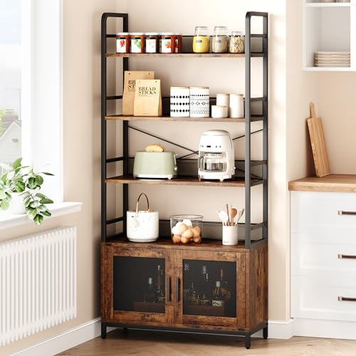 Crevyteg Bücherregal mit 4 Offene Einlegeböden, Industrielles Standregal Bücher Regal für Wohnzimmer Büro Balkon, Holzregal und Metallrahmen, Regal, Präsentationsregal 80x30x180cm, Vintagebraun