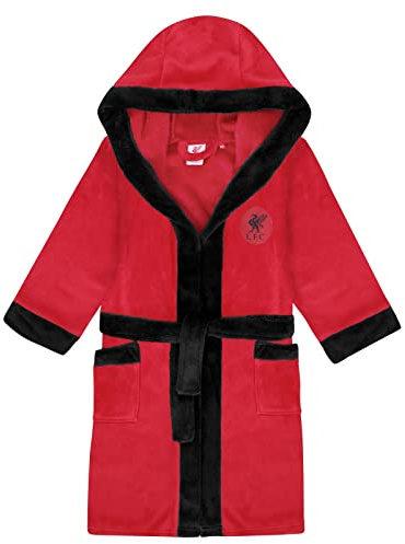 Liverpool FC Official Football Gift Boys Fleece Dressing Gown Robe Red 5-6 Yrs