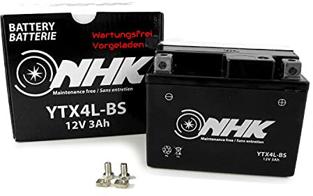 Wartungsfreie Batterie 3Ah kompatibel mit Kymco Vitality 50 2T / Cross (YTX4L-BS)