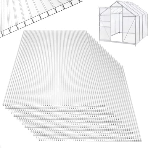 UISERBT 14x lastre a camera cava in policarbonato 4 mm - 10,25 m² lastra a doppia parete 60,5 x 121 cm resistente ai raggi UV per carport di giardinaggio in serra ecc. (trasparente)