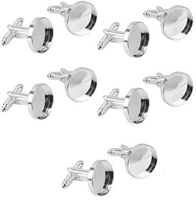 Ogquaton 10pcs Runde Manschettenknöpfe Rohlinge Manschettenknöpfe Rücken für Handwerk 16mm Silber langlebig und nützlich