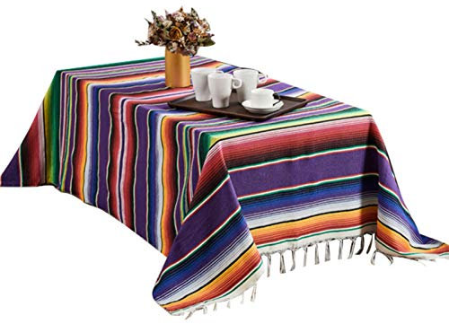 Liery Couverture de style ethnique en coton mexicain indien fait à la main Arc-en-ciel Couverture pour la maison Tapisserie de plage Tapis de pique-nique Couverture de plage