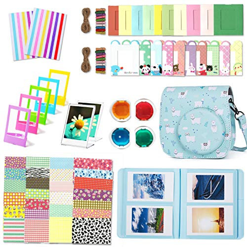 Leebotree Instantané Caméra Accessoires Compatible avec Instax Mini 12 Appareil Photo, Le Package Comprend Housse de Caméra,Album, Cadres, Autocollant de Bord and Coin (Bleu Alpaga)
