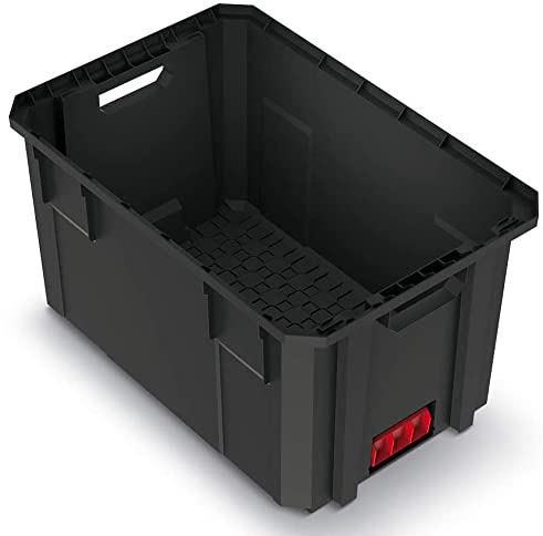 Kistenberg Transportkiste Lagerkiste Werkzeugkiste Stapelbox (Ladefähigkeit bis 25 kg, stapelbar, schwarz, Kunststoff, X-Block Pro Abmessungen: 544 x 362 x 300 mm)