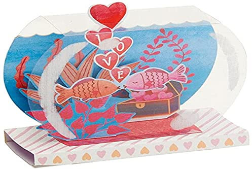 Draeger Paris - Pop Up Karte, Karte 3D Grußkarte mit Umschlag - Love Aquarium Goldfische- format 18 x 11,5 cm