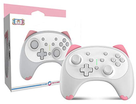 JINQII Manette sans fil Pro Switch pour Nintendo Switch/Lite - Manette de jeu à distance avec double vibration, turbo, prise casque, chargement de type C