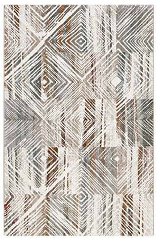 Esprit Home Teppich - Läufer, weicher moderner Kurzflor Teppich perfekt geeignet für das Wohnzimmer und Schlafzimmer, sehr pflegeleicht, Cuba (80 x 150 cm, Creme Beige Bunt)