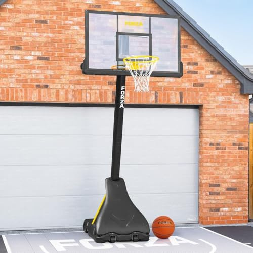 FORZA Verstellbares Basketballkorb- und Ständersystem | Tragbarer, höhenverstellbarer Ständer mit HDPE-Rückwand und Stahlring