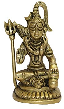 Universal Hub Messing Shiva handgeschnitzt Mahadev Murti Tempel dekoratives Idol für Schreibtisch, Büro Pooja Samagri Kleine Figuren Hindu Prunkstück Geschenke