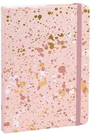 Idena 12250 - Notizbuch Sparkle Rose, kariert, 14 x 20 cm, 192 Seiten, 100 g/m², mit Froschtasche, Leseband und Gummiverschluss, 1 Stück