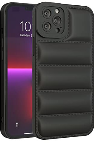 GTElectro Case for Apple iPhone 12 Pro Max, Puffer Jacket Design Soft Slim TPU Protective Cover with Camera Protection, Durable Phone Case, Shockproof Flexible iPhone 12 Pro Max Case (Black)