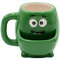 Dekohelden24 Kaffeebecher Kaffeetasse mit Keksfach aus Keramik - Motiv: grünes Monster - Größe: ca. H/Ø: 10 x 7 cm/Fassungsvermögen: 300ml