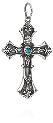NKlaus 925er Sterlingsilber Kreuz mit Zirkonia türkis Orthodoxe Kettenanhänger Taufe 11097