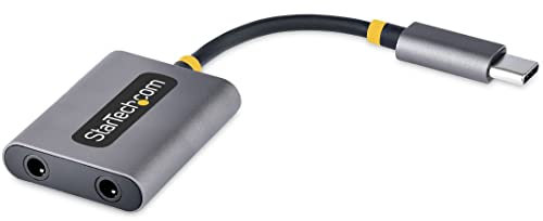 StarTech.com Divisor USB-C de Auriculares - Adaptador USB Tipo C a 2 Auriculares - Multiplicador para Dos Auriculares con Micrófono - DAC Externo 24 Bits USB C a Audio de 3,5mm (USBC-AUDIO-SPLITTER)