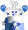 Tortendeko 10. Geburtstag Silber Blau Kuchen Topper - Happy Birthday für Jungen und Mädchen mit 10 Kuchendeko (Silber Blau)