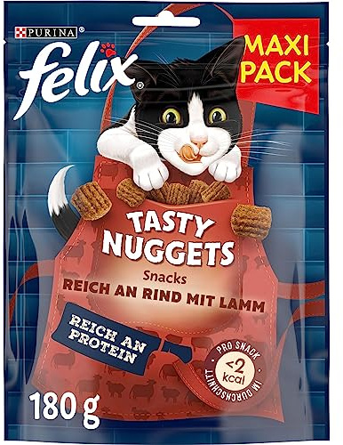 FELIX Tasty Nuggets Katzensnack, reich an Rind mit Lamm, 6 x 180g