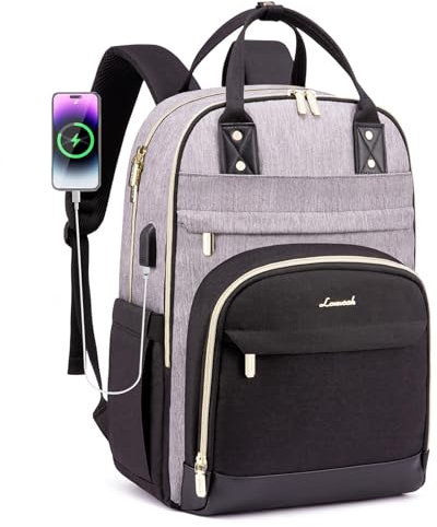 LOVEVOOK Laptop Backpack 17 inch, Large Rucksack Bag for Women with Anti-theft Zipper & USB Port, Waterproof Stylish Computer Bags Ladies Back pack Womans for School Work Travel Student Teacher