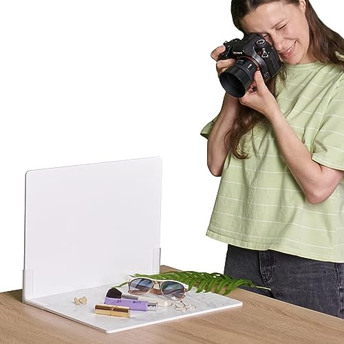 2 Fondos de Fotografía | 30x40 cm | Fondo de Fotografía Realista | Fondo de Fotografía de Alimentos | Superficies de Réplica | Fondos de Fotografía de Productos | Mármol Y Blanco | Pequeño