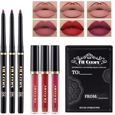 Enyacos 3 Matte Lippenstifte Mit 3 Lipliner,Lippenstift 24 Stunden Halt,Langanhaltende Antihaft-Cup-Formel,lipgloss set,lippenstift matt,lipstick setschminke set,Makeup Gift For Women (B)