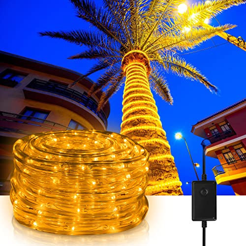Ansobea Lichterschlauch Aussen 10 Meter 240LEDs, Lichtschlauch Außen Innen 8 Modi, Lichtschlauch für Weihnachten, Party. Wasserdicht Außenlichterkette-Gelb
