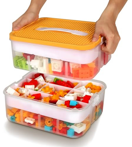 WillingHeart Aufbewahrung Box für Lego Bausteine Duplo Stapelbar Aufbewahrungsbox Spielzeugkiste Mit Deckel Kinder Spielzeug Kleinteile Sortierkasten Transparent Organizer Groß
